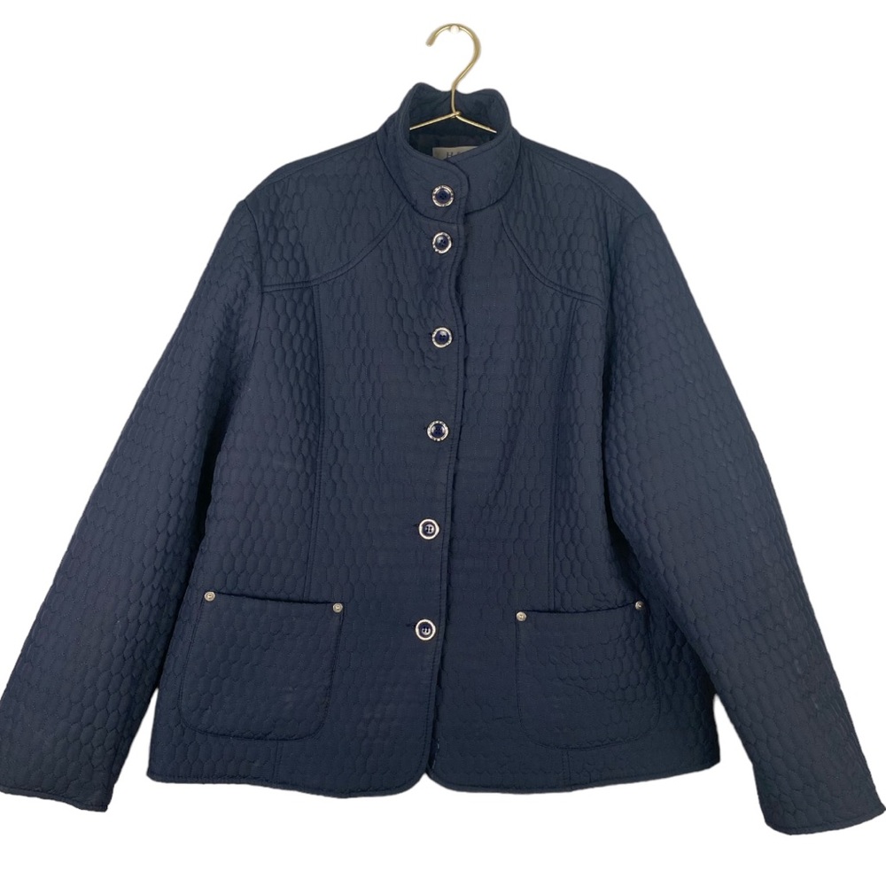 H&D Collection Fashion Womans Navy Blue Button Up Coat Size : XXXL 0030